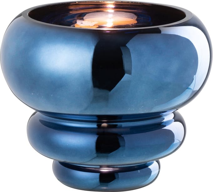 J-Line theelichthouder/vaas Julia - glas - blauw