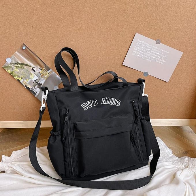Handtas Draagboekentas Grote Capaciteit Middelbare School Studenten Canvas Tas Vrouwelijke Student white