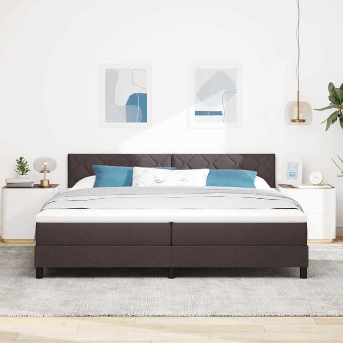 vidaXL - Boxspring - bed - met - hoofdeinde - Donkerbruin - 200 - x - 200 - cm - Stof
