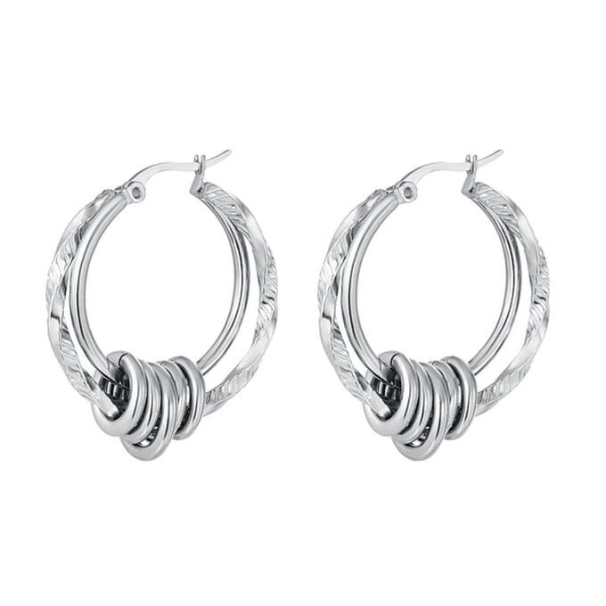 Bijoutheek Oorringen Dubbel Chain Twisted Zilver 0289844-118