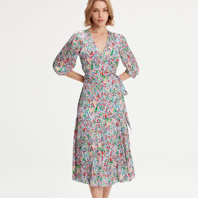 Liberty print wrap jurk