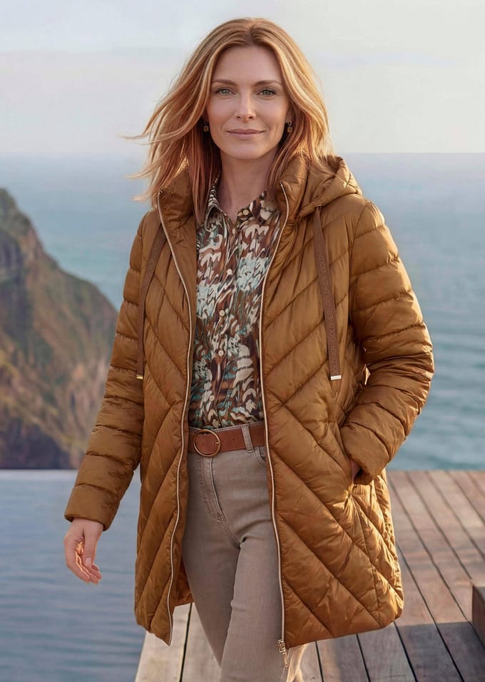 Korte jas met wattering - camel - Gr. 25 van Goldner Fashion