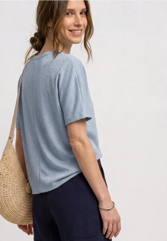 Shirt met overhangende schouders en glitterdetails