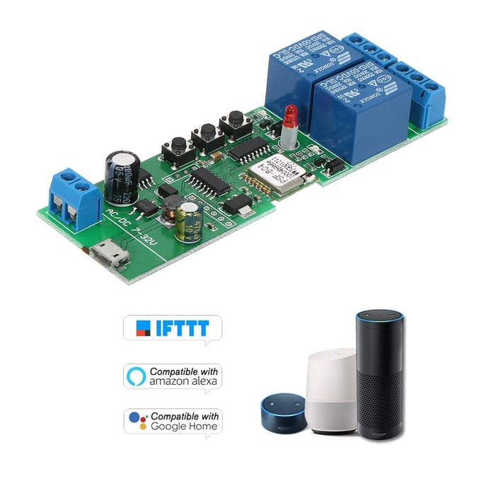 Sonoff Smart Wifi Switch Universele Module 2CH USB DC5V/7-32V Draadloze Schakelaar Timer Telefoon APP Afstandsbediening groen