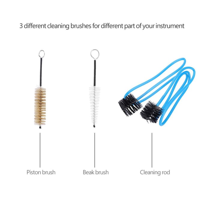 Trompet Trombone Tuba Hoorn Schoonmaakset Kit Gereedschap met Schoonmaakdoekje Borstel Handschoenen black