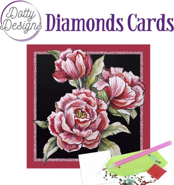 Dotty Designs Diamond Cards - Pink Roses