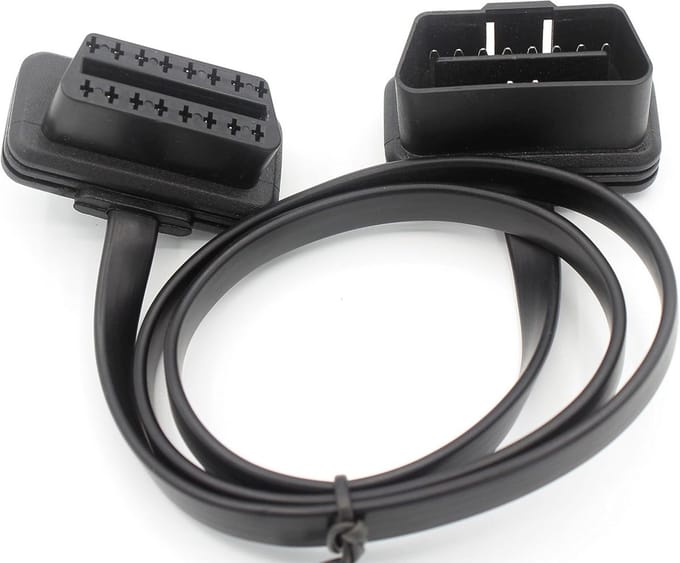 OBD-II verlengkabel 8-pins pass-through voor Bluetooth en USB, ultra low profiel, 0,6 meter