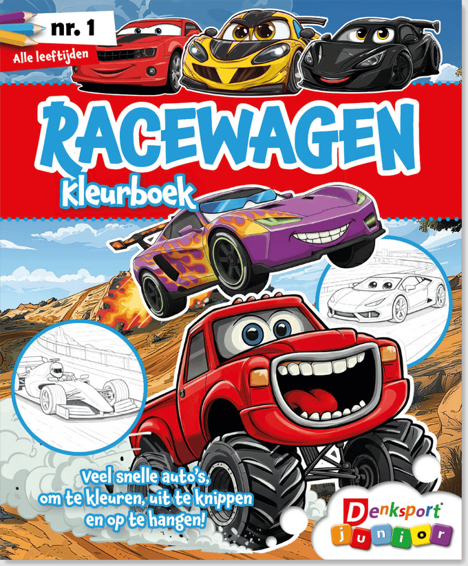 Denksport Junior Puzzelboek - Racewagen Kleurboek, editie 1