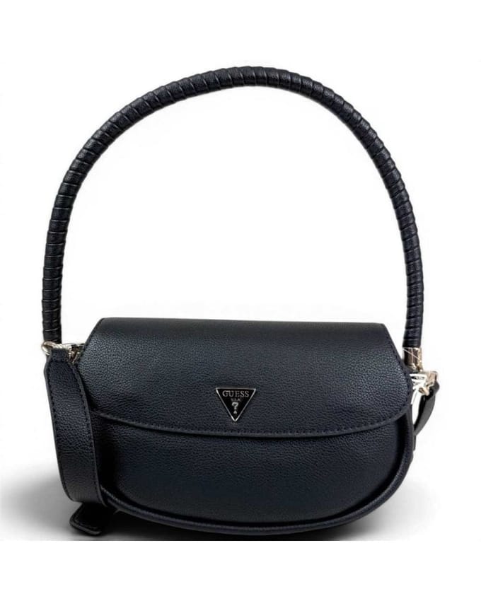 Guess Danya Flap Vrouwen Zwarte schoudertas in synthetisch materiaal met Plot en Front Logo