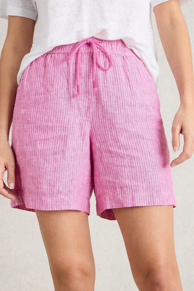 White Stuff Belle Linen Short Pink Multi Größe: 12 | Kurze Sporthosen Outlet | Damen | Weiß