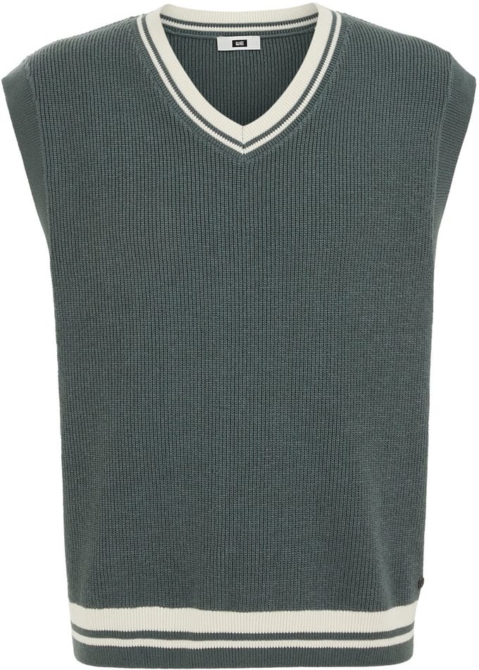 WE Fashion Heren regular fit spencer met contrast en structuur
