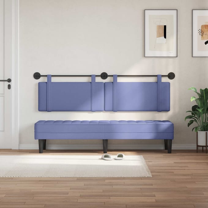 vidaXL - Hangend - hoofdbord - Jeans - Blauw - Stof