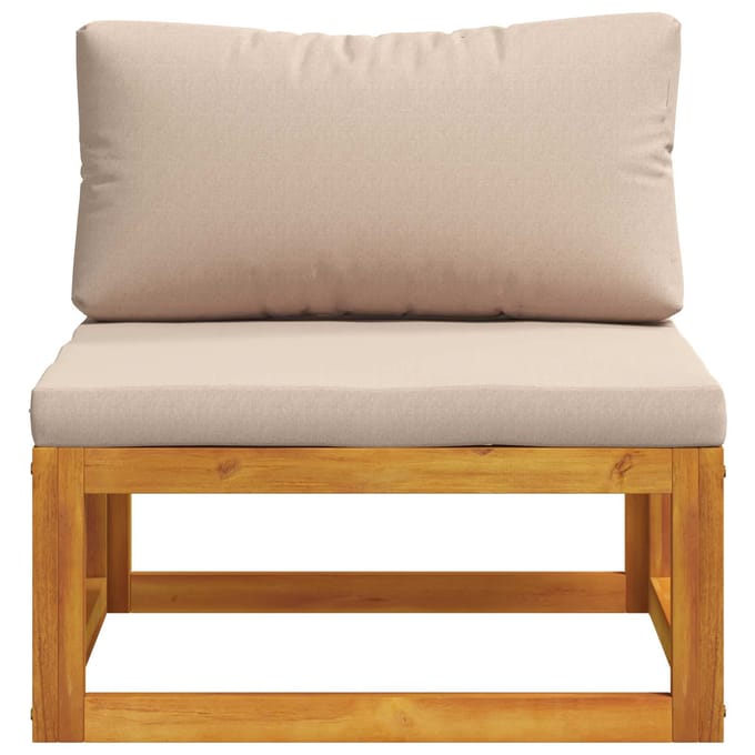 vidaXL - Modulaire - middenbank - met - kussens - Massief - Acacia - Hout - Naturel