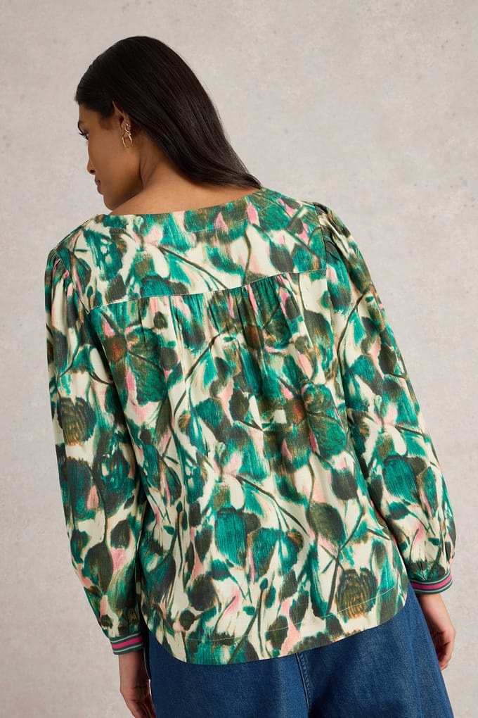 White Stuff Angie Top Green Print Taglia: 12 | Magliette intime Outlet | Donna | Verde