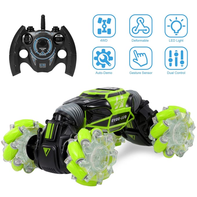 RC Stunt Auto 4WD Horloge Gebaar Sensor Controle Vervormbare Elektrische Auto All-Terrain Transformeerbare Auto rood