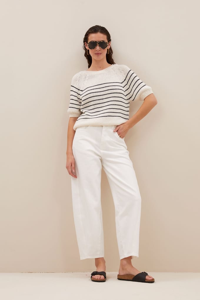By-Bar Cruz Stripe Pullover Navy Stripe Maat: S | Sweaters Outlet | Dames | Blauw