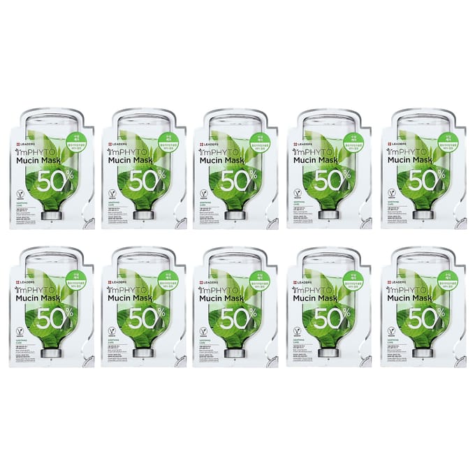 Leaders, I'm Phyto Mucin Beauty Mask, 10 sheet masks, 25ml (0.84fl oz) each white