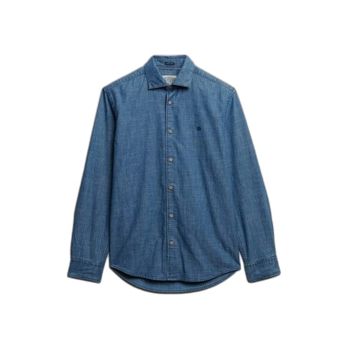 Superdry Essentials Chambray Overhemd Relaxed Pasvorm Light Blue Grootte: XL