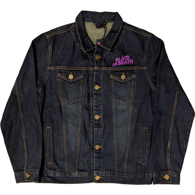 Black Sabbath unisex volwassen golvend logo denim jack S denimblauwe kleur