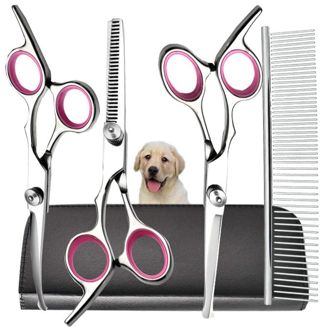 Ensemble de ciseaux de beauté pour chien avec pointe circulaire sûre, ensemble de ciseaux de beauté professionnel pour chien en acier inoxydable gray