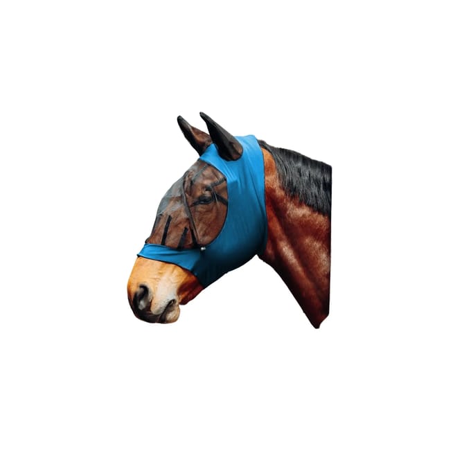 Horze Zacht Stretch Vliegenmasker, Blue, Pony