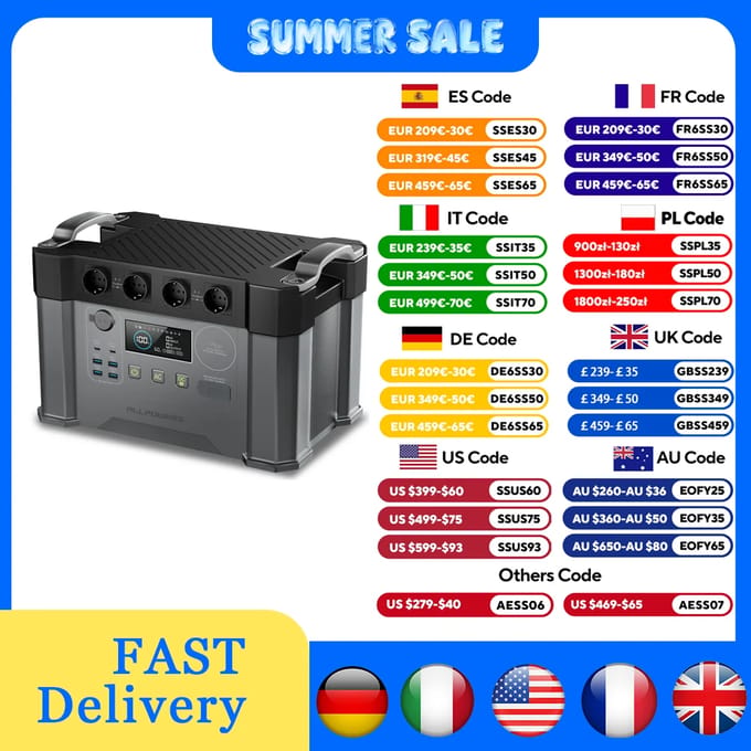 ALLPOWERS S2000PRO Draagbare Power Station 2400W Noodstroomvoorziening Hoge-vermogen Stroomvoorziening voor Thuisgebruik Buitenreizen en Camperreizen