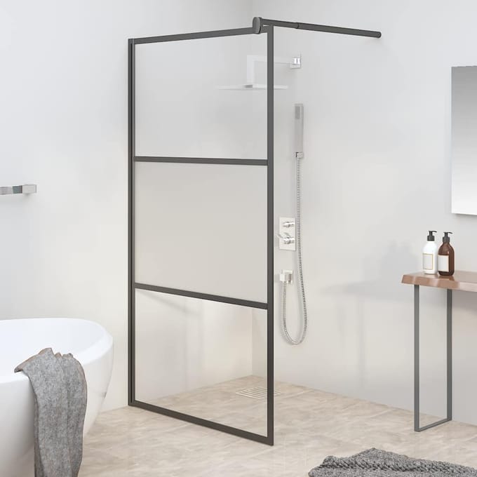 vidaXL - Douche - schermen - Zwart - 100 - x - 195 - cm - Glas - en - Aluminium