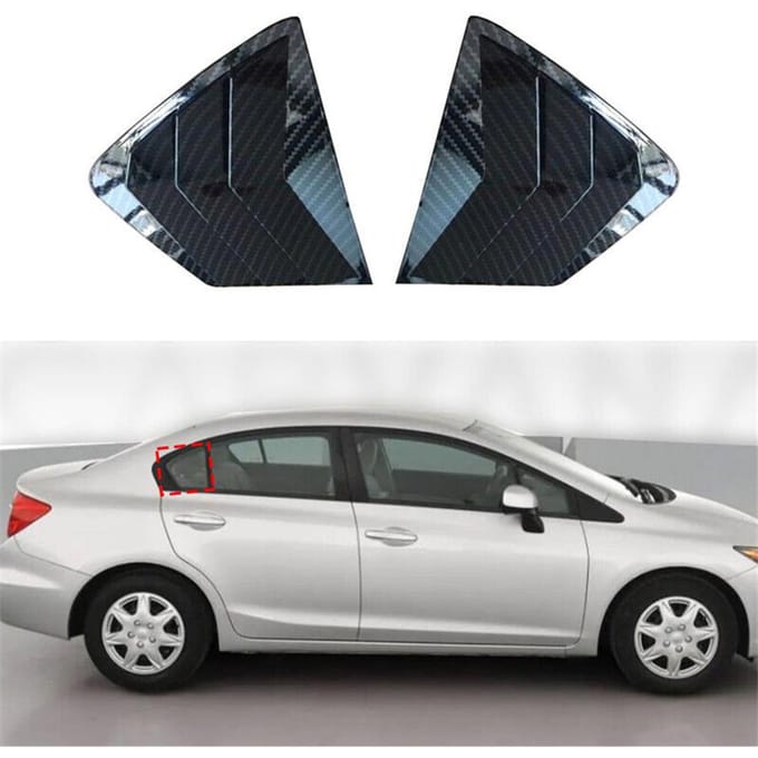 2 stuks Auto Side Kwart Venster Vent Louvre Sluiter Cover Voor HONDA Civic 2012-2015 black
