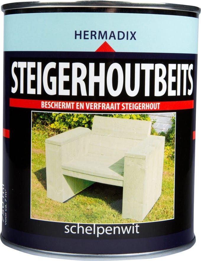 Hermadix Steigerhoutbeits - 0,75 liter - Schelpen Wit