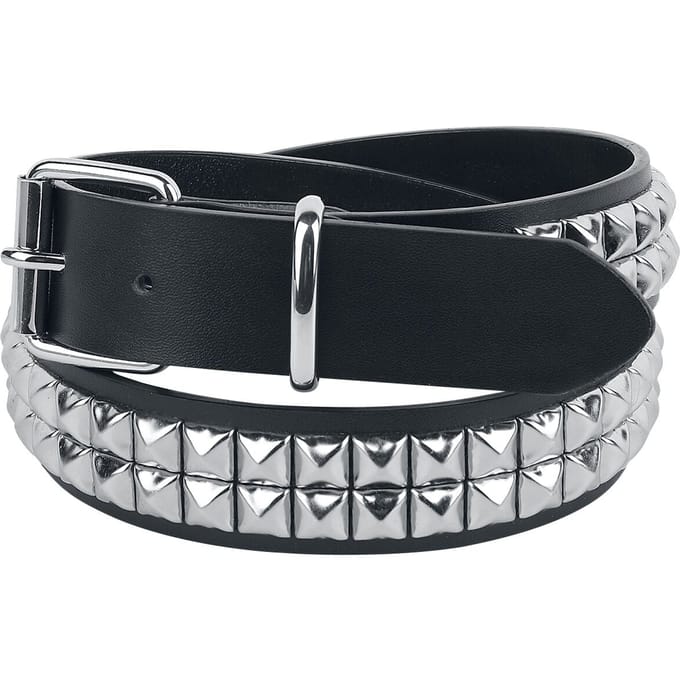 Black Premium by EMP Zwarte riem met dubbele rij studs - Unisex - 85 cm