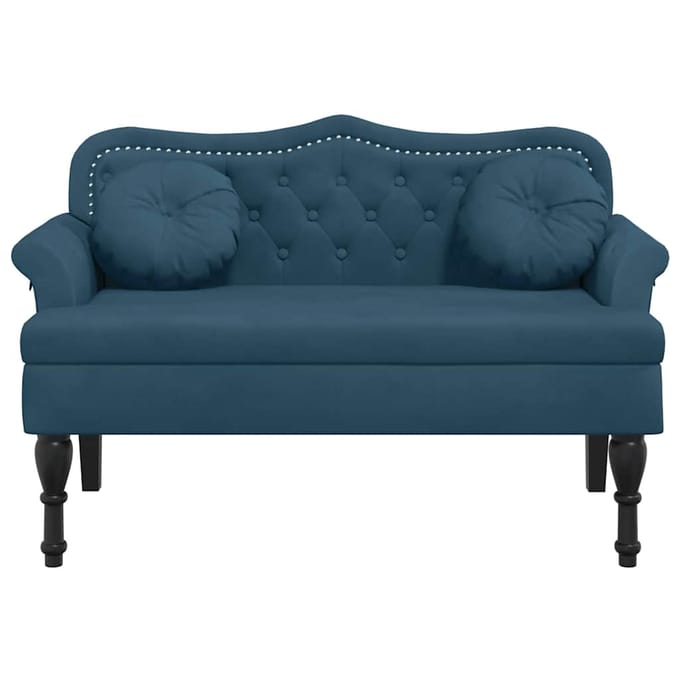 vidaXL - Bankje - met - kussens - 120,5x65x75 - cm - fluweel - blauw