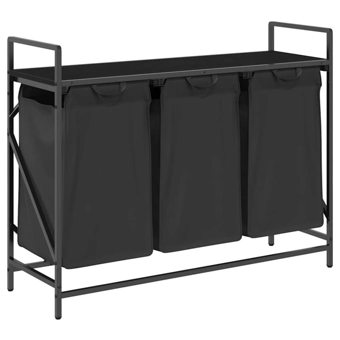 vidaXL - Wasmand - 3 - vakken - met - plank - zwart - eikenkleurig