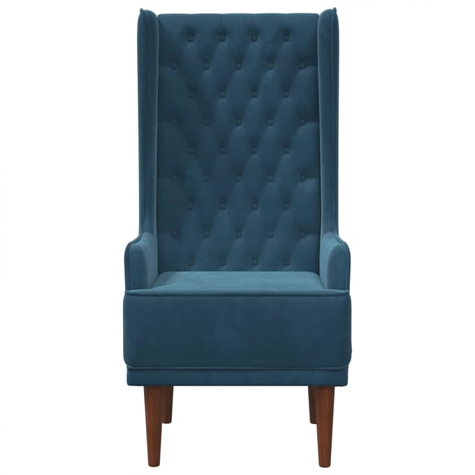 vidaXL - Gecapitonneerde - stoel - met - hoge - rugleuning - Blauw - fluweel