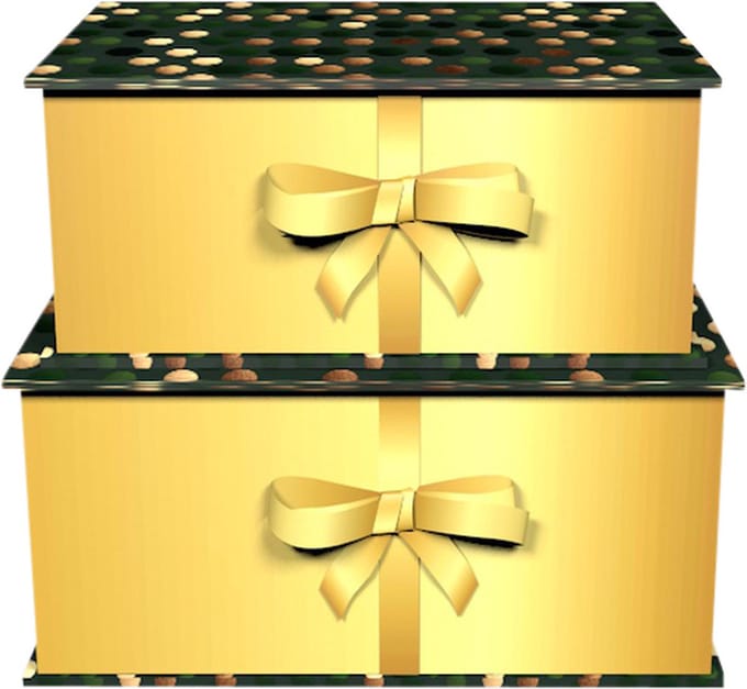 Dekoratief | Set 2 dozen m/strik 'Dotty Chique', 20x15x9cm | A245649