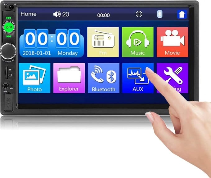 Bluetooth 2 Din Auto Radio - 7010B - 17,8 cm - Capacitieve Touch Screen Spiegel - Link voor IOS/Android - Telefoon FM Ontvanger - MP5 Auto Speler USB SD AUX-in