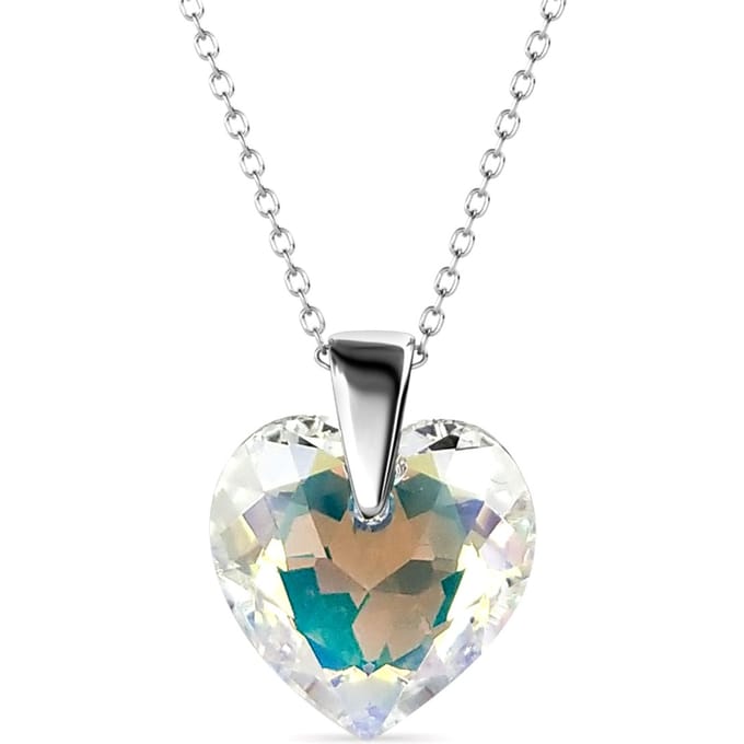 Kristallen Hart Hangers - Zilver en Glanzend Wit