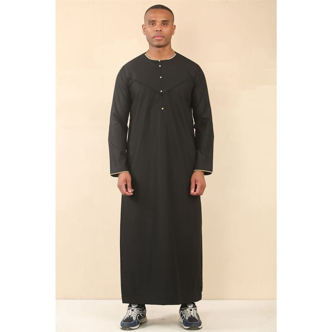 Omani Eid zwarte Thobe Saudi Emirati Jubba-jas voor heren