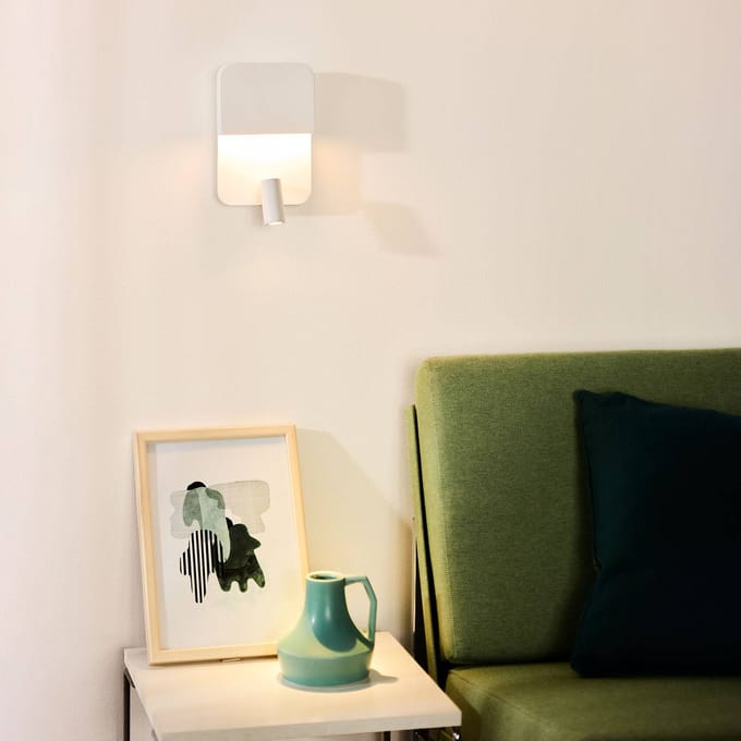 Lucide BOXER - Bedlamp / Wandlamp - LED - 3000K - Met USB oplaadpunt - Wit