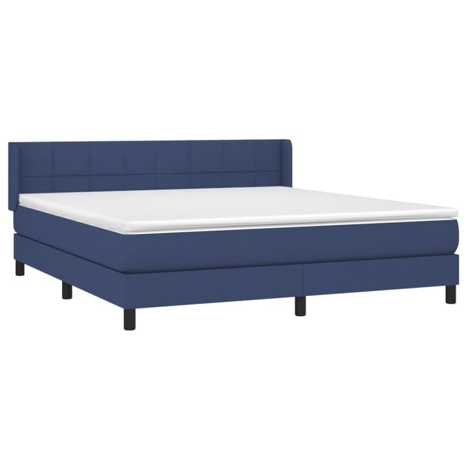 vidaXL - Boxspring - met - matras - stof - blauw - 180x200 - cm