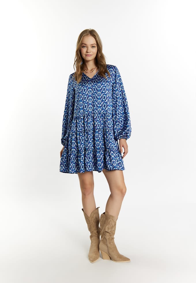 IZIA Jurk Dames Blauw Veelkleurig