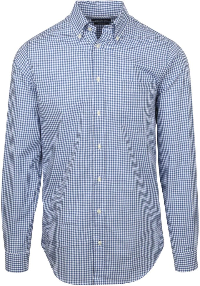Steppin' Out Poplin Overhemd Ruit Lichtblauw - Maat M - Heren