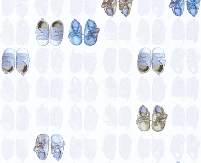 BABYSCHOENTJES BEHANG | Kinderkamer - blauw - A.S. Création Little Stars