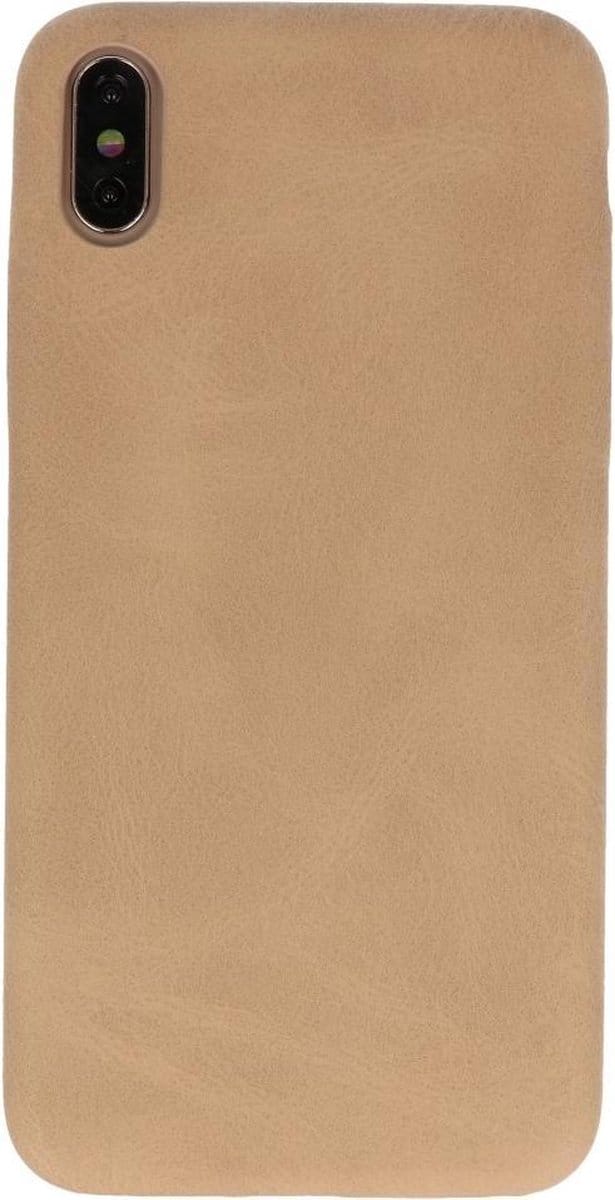 Leder Design Backcover voor iPhone Xs Max Beige