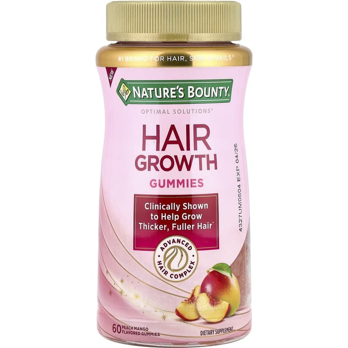 Nature's Bounty Haar Groei Gummies, Perzik Mango, 60 Gummies