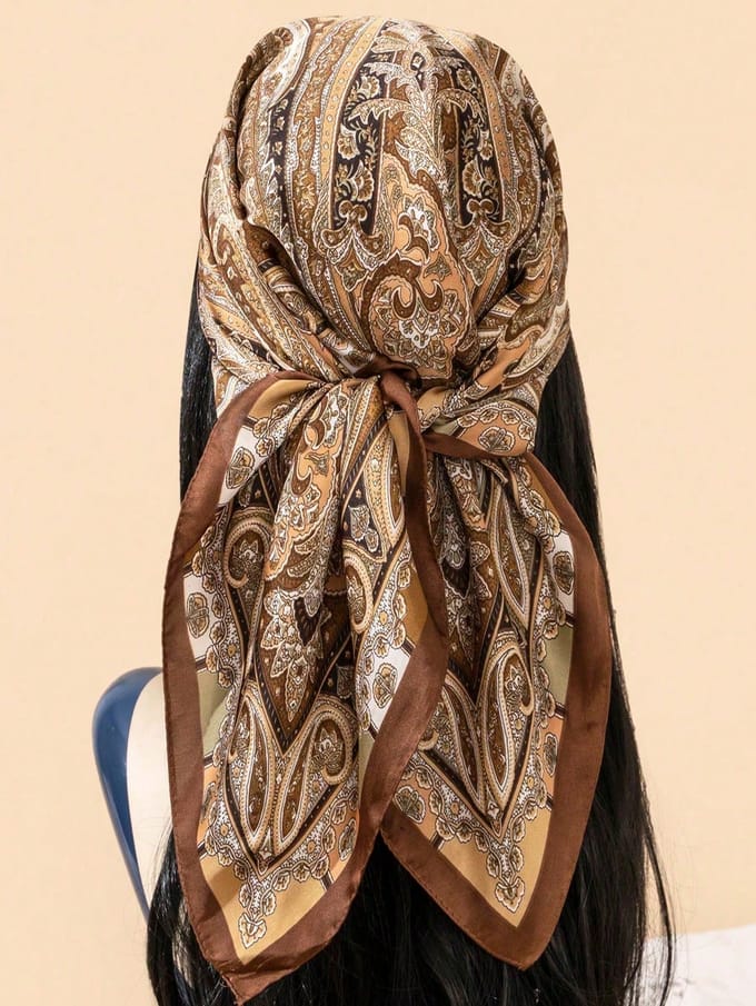 1 stuks Bedrukte Bandana Sjaal Multifunctioneel Haaraccessoire Dames Sjaal Sjaals bruin