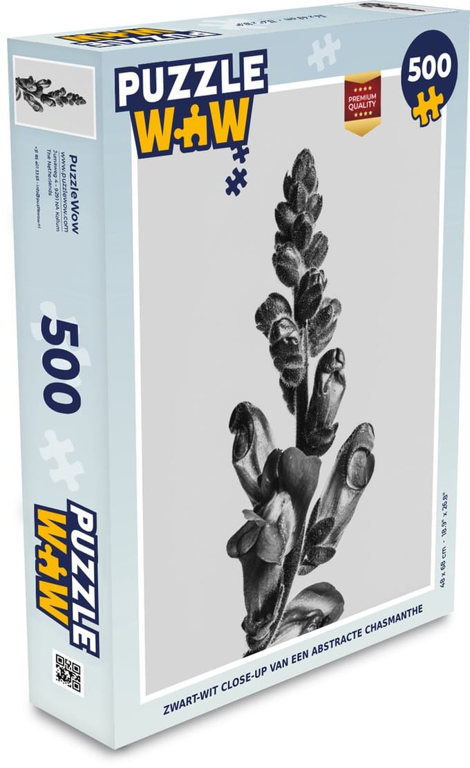 Puzzel Plant - Zwart - Wit - Abstract - Legpuzzel - Puzzel 500 stukjes