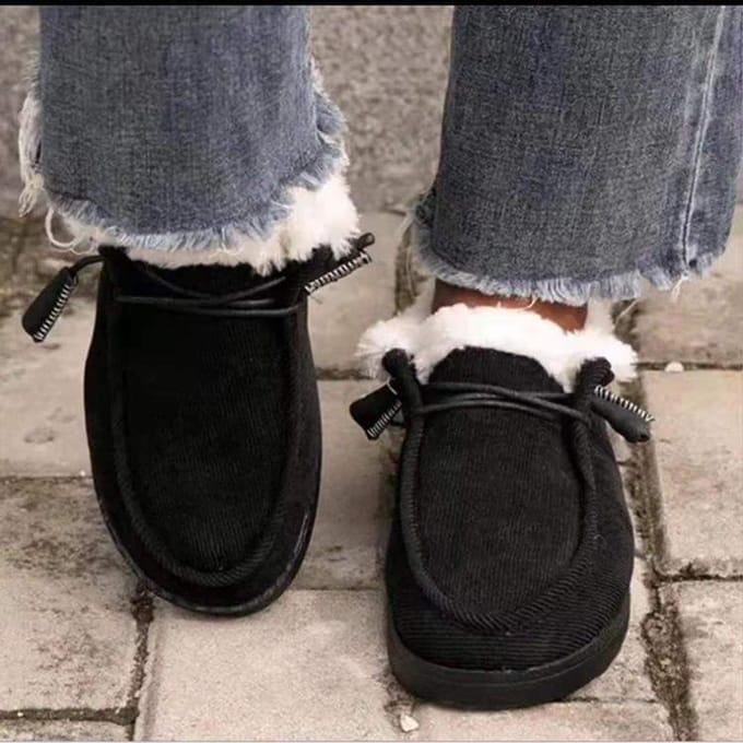 Mocassins en coton épais à semelle épaisse pour femmes 35 noir