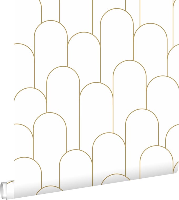 ESTAhome behang art deco motief wit en goud - 53 cm x 10.05 m - 139653