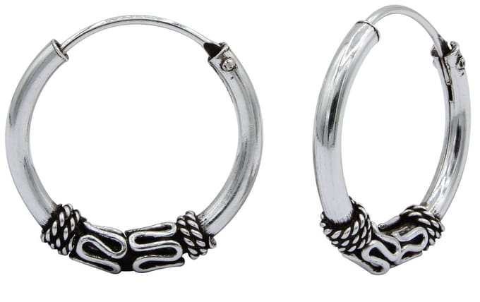Joy|S - Zilveren Bali oorbellen - 18 mm oorringen - geoxideerd