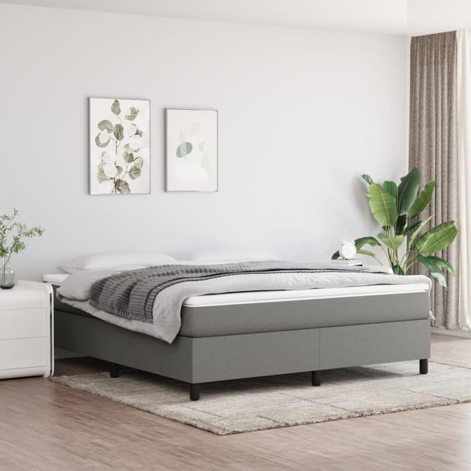 vidaXL - Boxspring - bed - stof - donkergrijs - 160x200 - cm